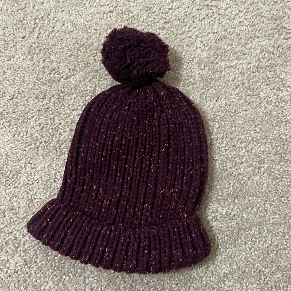 Mossimo Supply Co Burgundy Knit Pom-Pom Hat